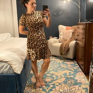 Aqua leopard mini dress. M